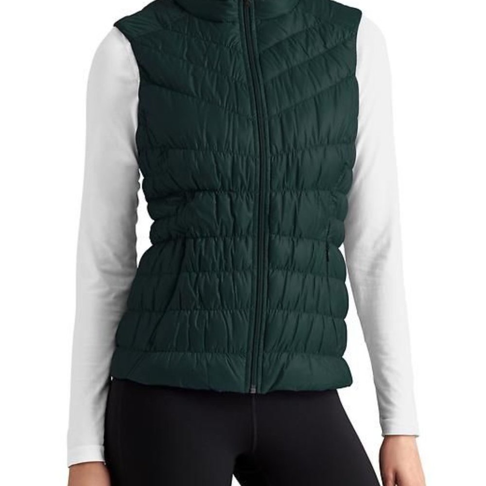 Athleta Downalicious Puffer Vest, Teal Green, M